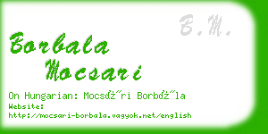 borbala mocsari business card